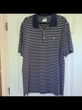 IZOD Men's Navy & White Striped Polo Golf Shirt